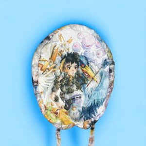 El niño y la garza acuarela